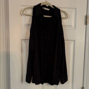 Rokoko Black cold shoulder Button-Up Blouse